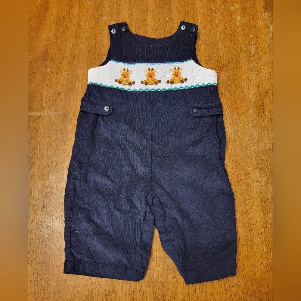 Mom & Me 3 Reindeer Smocked Corduroy Jumper - Size 12 mo